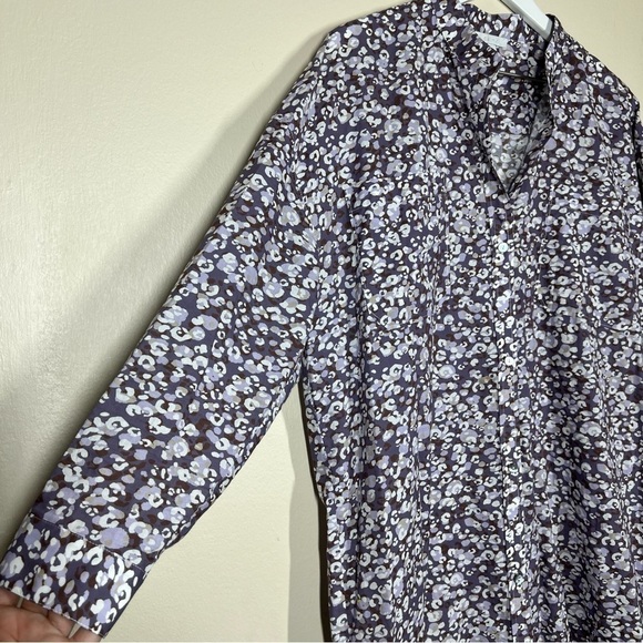 Johnny Was Calme Printed Big Shirt Dress Cadet Leopard Spots Feminine Button - Picture 7 of 11